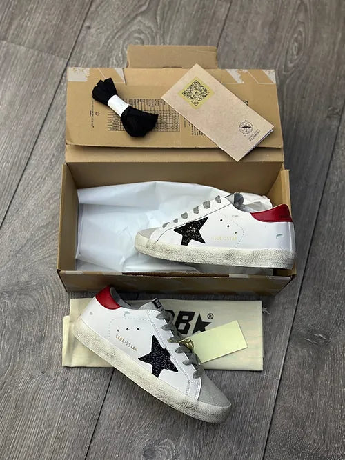 Golden Goose low-Top Superstar Beyaz Siyah Kırmızı Sneakers