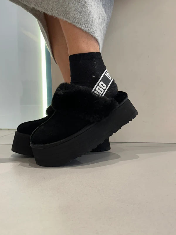 UGG Funkette Siyah Platform Sandalet