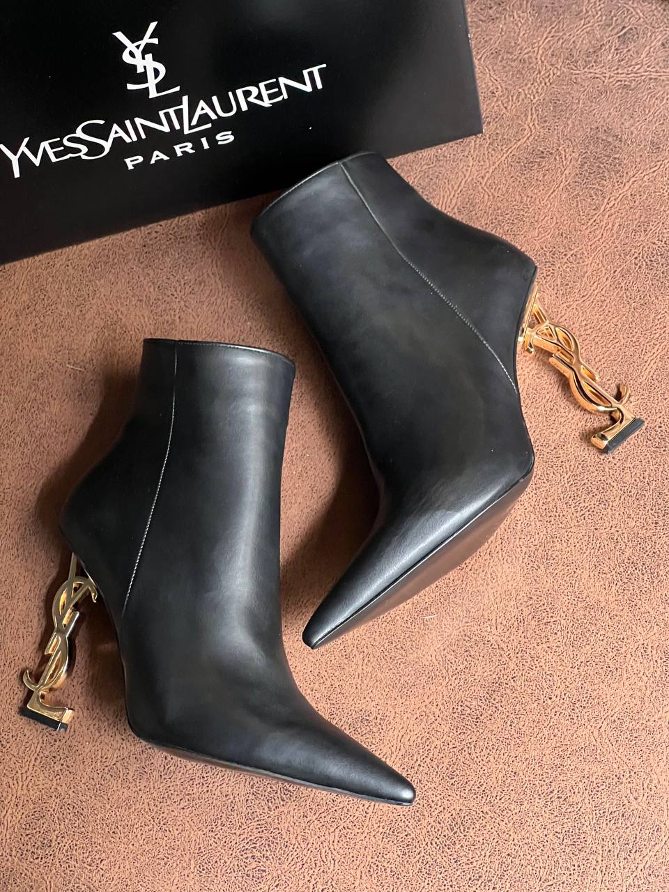 Saint Lauren ‘Opyum’ Heeled Ankle Siyah Boots Gold Topuklu