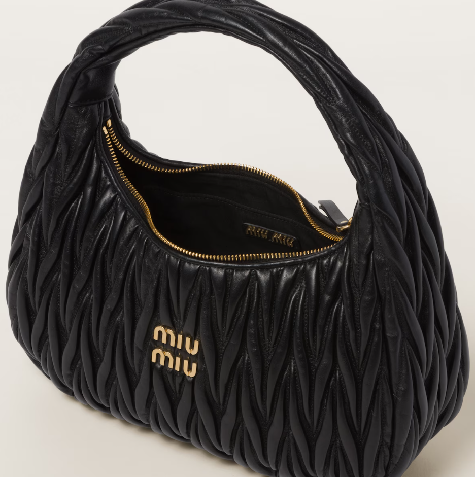 MİU MİU Wander matelassé nappa leather hobo bag